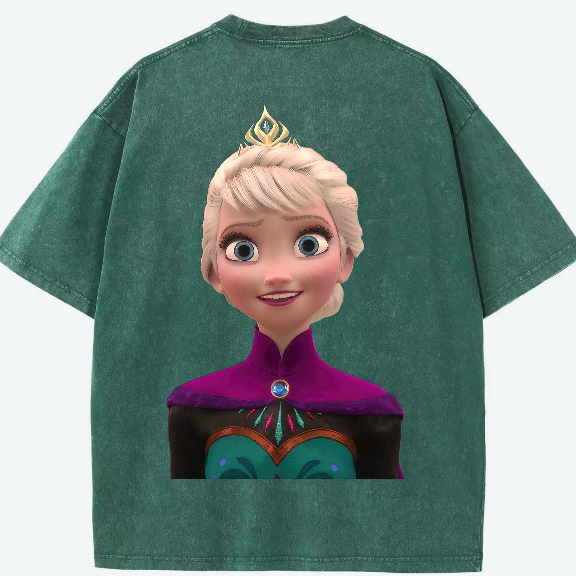 （画像用） アナと雪の女王 アンナ エルサ Frozen Anna Elsa 綿100% ヴィンテージ風 半袖Tシャツ（背面プリント）